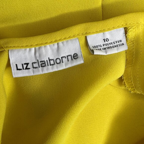 Liz Claiborne Women's Yellow Peplum Blouse Back Zip Top Size 10 Career Capsule - Picture 5 of 6
